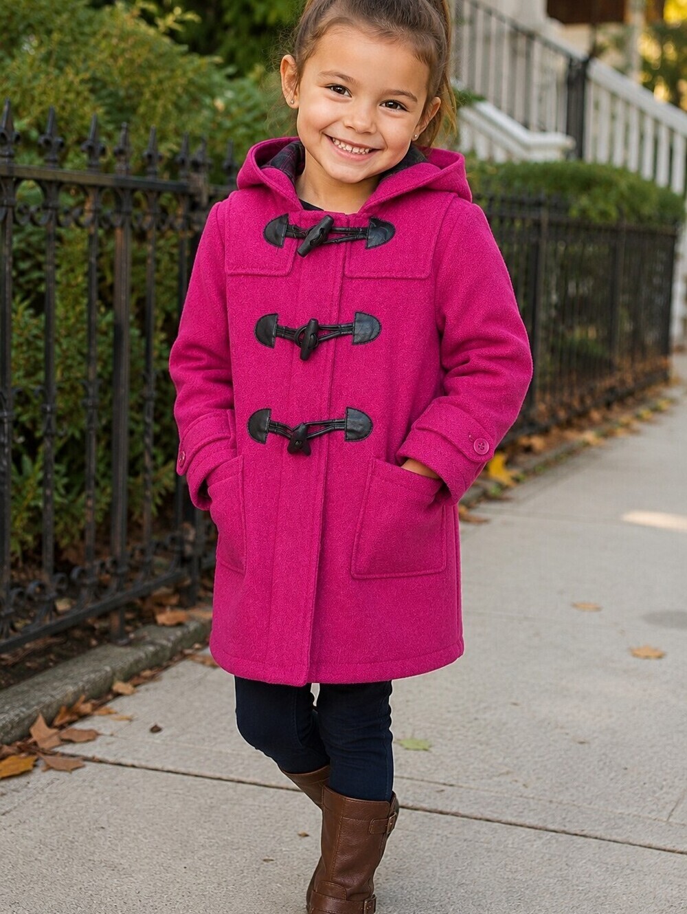Baby Gap Kids Magenta Pink Hooded Wool Blend Toggle Duffle Coat Jacket Size 5T